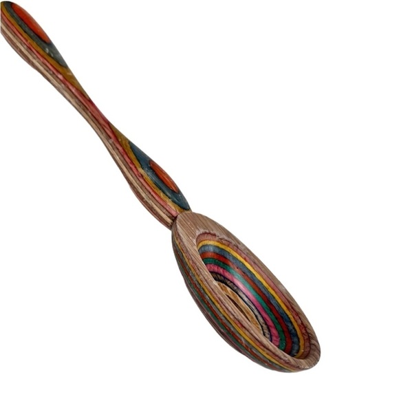 Mr. Dudley Rainbow Wooden Serving Spoon Aged Kitchenware - Picture 5 of 7